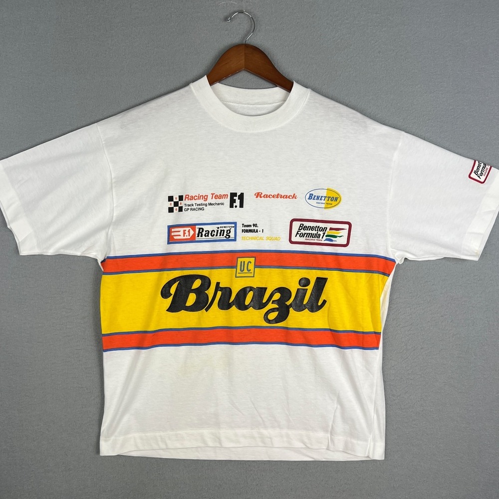 VTG Benetton Formula 1 Racing Team T Shirt Mens M F1 Brazil 1990s Made In Italy